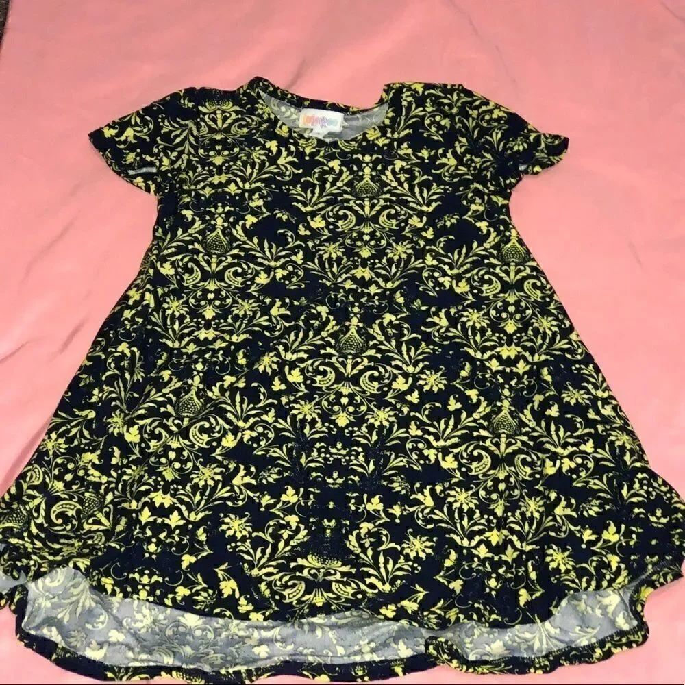 LuLaRoe Toddler Girl Dress Size 4 Navy & yellow
